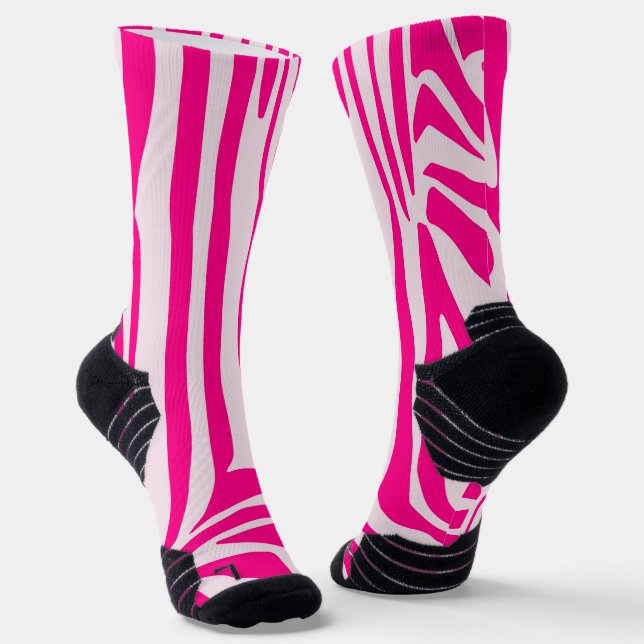 Pink zebra print socks (Angled)