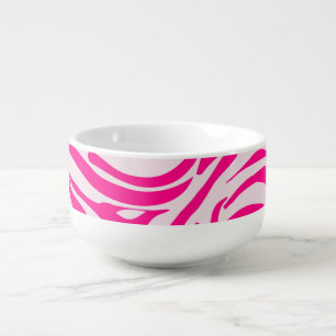Pink zebra print soup mug
