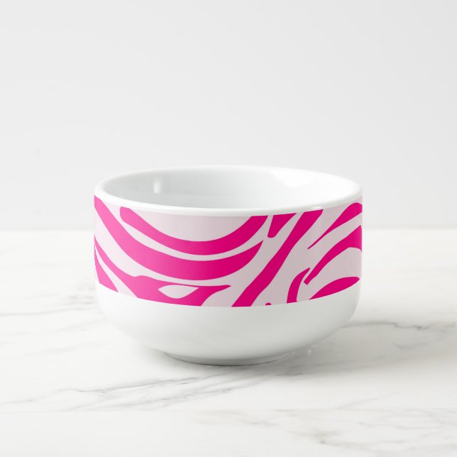 Pink zebra print soup mug (Front)