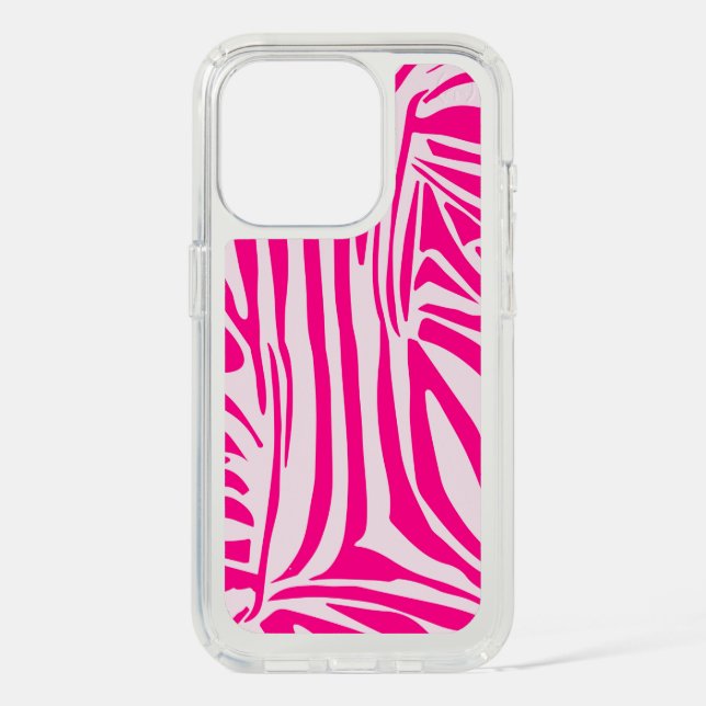 Pink zebra print speck iPhone case (Front)