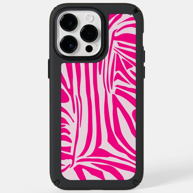 Pink zebra print speck iPhone case (Front)
