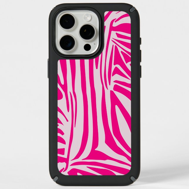 Pink zebra print speck iPhone case (Front)