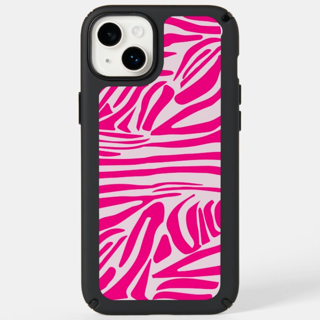Pink zebra print speck iPhone case (Front)