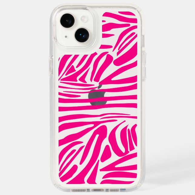 Pink zebra print speck iPhone case (Front)