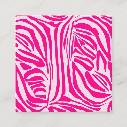 Pink zebra print square business card