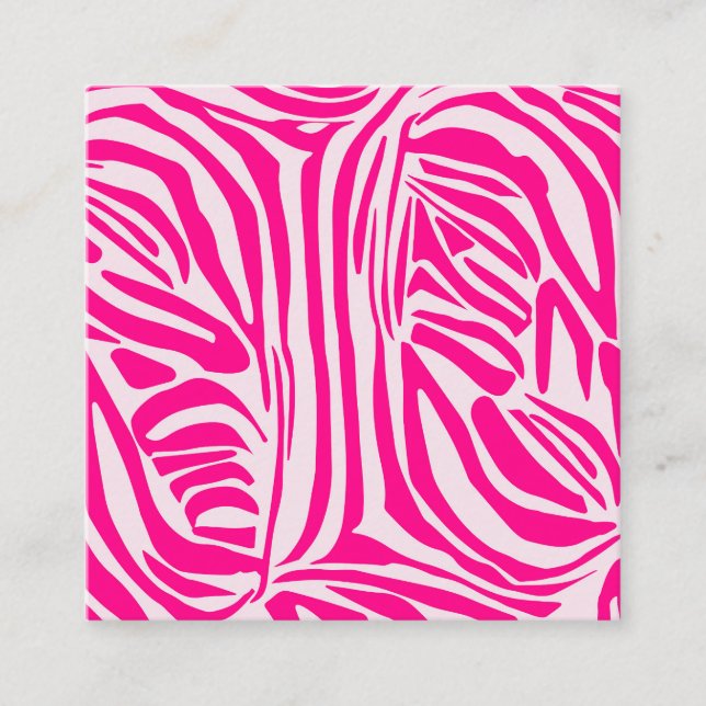 Pink zebra print square business card (Front)