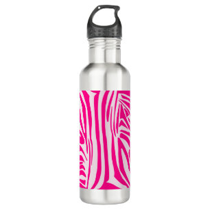 Pink zebra print stainless steel water bottle