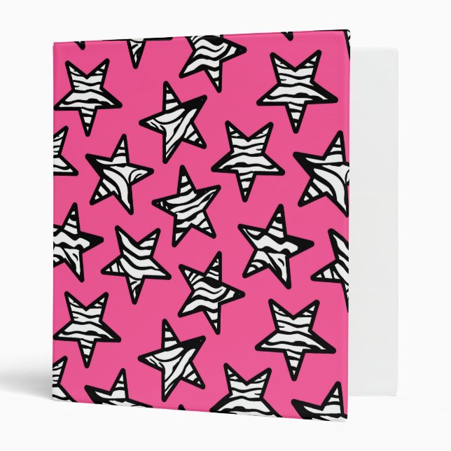Pink zebra print stars binder (Front/Inside)
