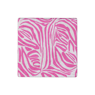 Pink zebra print stone magnet