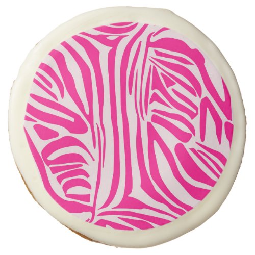 Pink zebra print sugar cookie