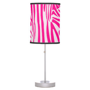 Pink zebra print table lamp