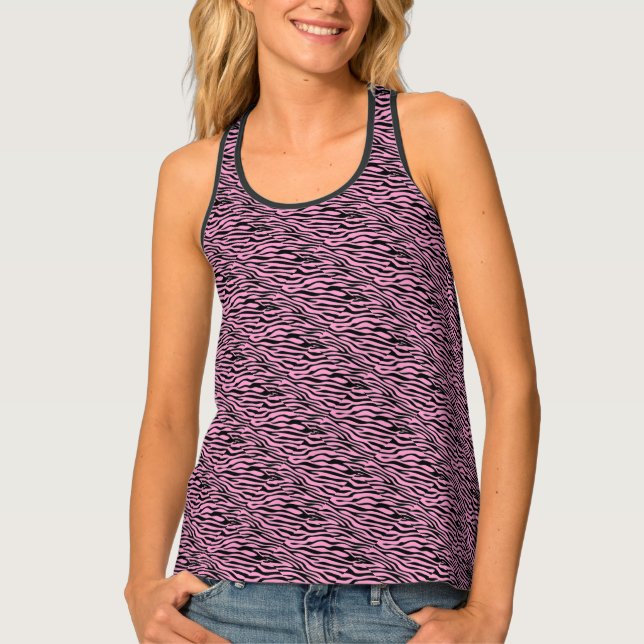 Pink Zebra Print Tank Top (Front)