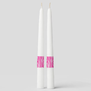 Pink zebra print taper candle