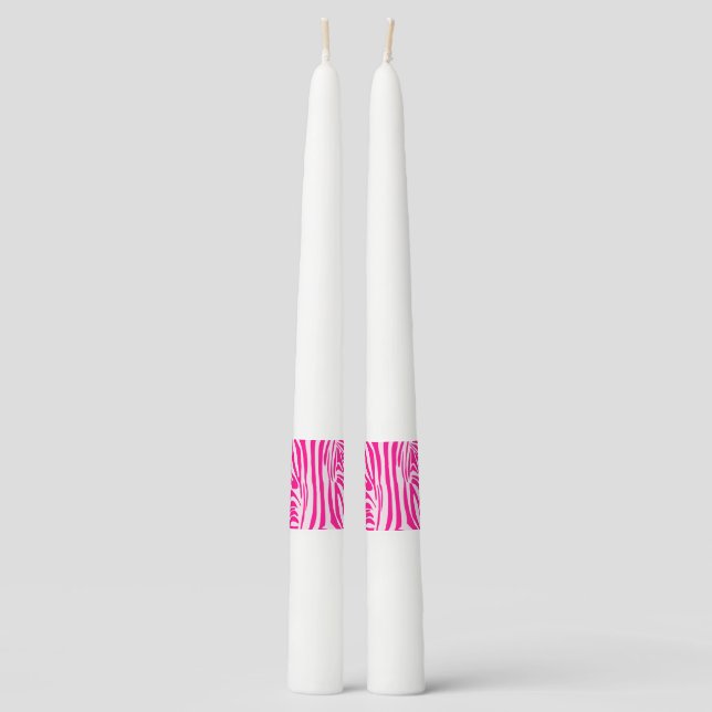 Pink zebra print taper candle (Front)
