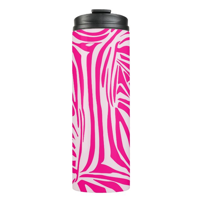 Pink zebra print thermal tumbler (Front)