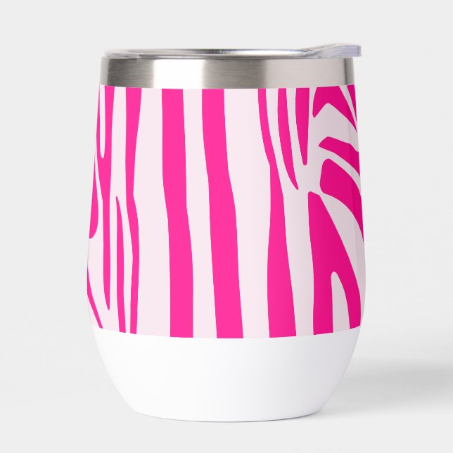 Pink zebra print thermal wine tumbler (Left)