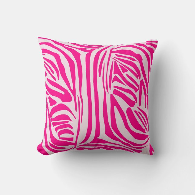 Pink zebra print throw pillow (Front)