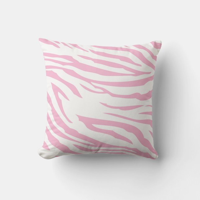 Pink Zebra Print Throw Pillow (Front)