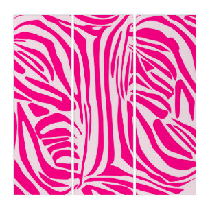 Pink zebra print triptych
