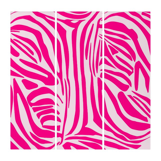 Pink zebra print triptych (Front)