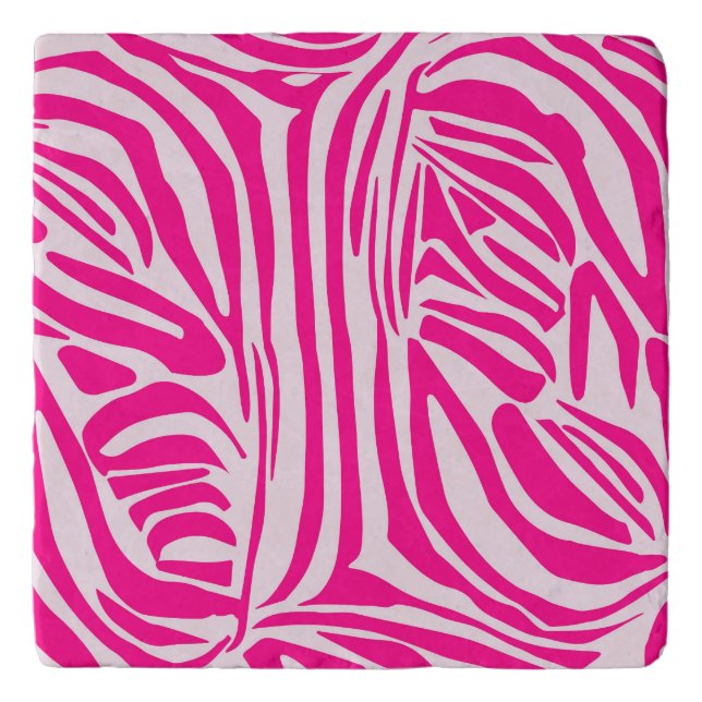 Pink zebra print trivet (Front)