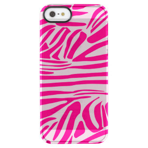 Pink zebra print clear iPhone SE/5/5s case