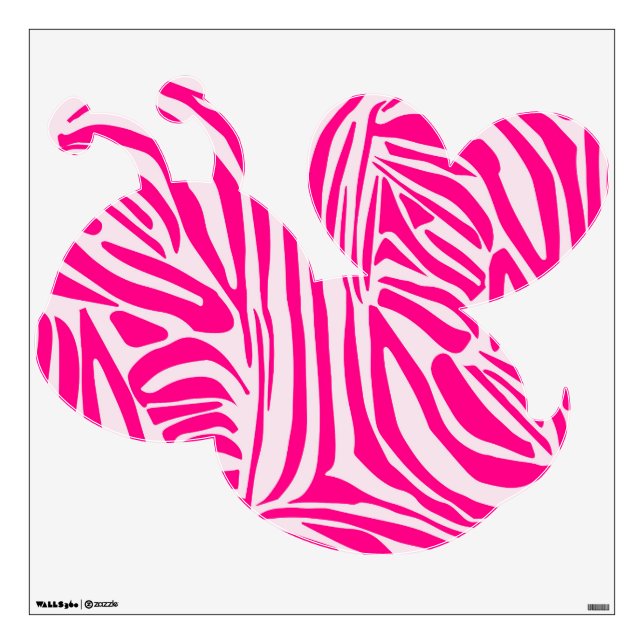 Pink zebra print wall decal (Front)