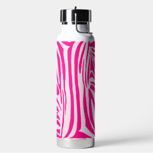 Pink zebra print water bottle