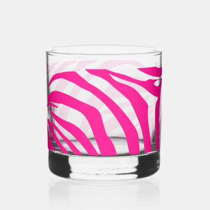 Pink zebra print whiskey glass