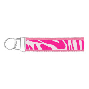 Pink zebra print wrist keychain