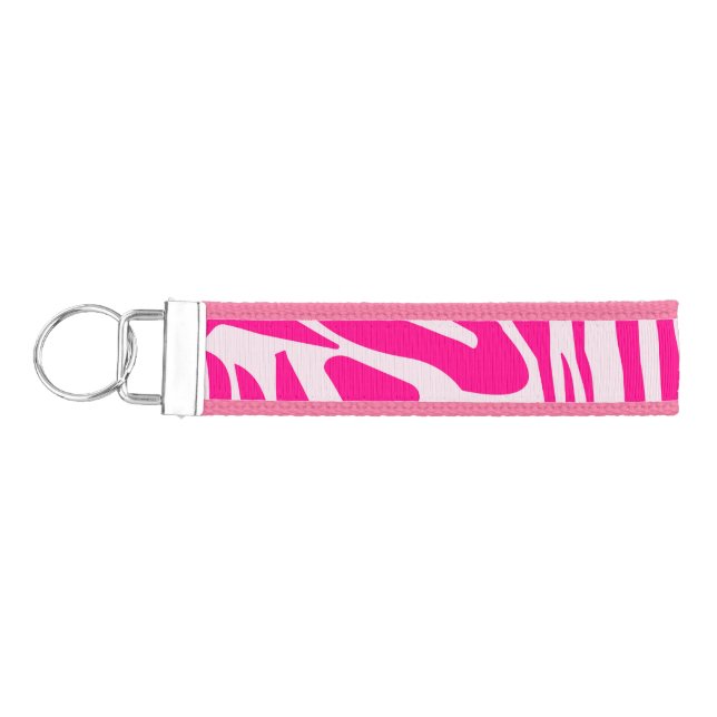 Pink zebra print wrist keychain (Keys on Left)