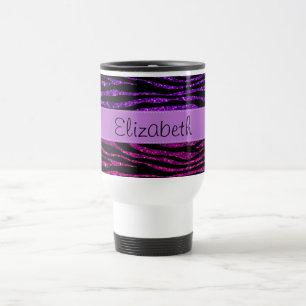 Pink Zebra, Purple Zebra, Glitter Zebra, Your Name Travel Mug