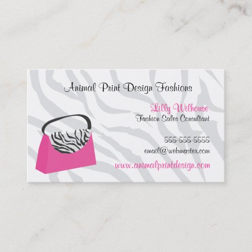 Customizable Pink Zebra Purse Fashion Business Card