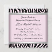 Pink Zebra Quinceanera Invitation (Back)