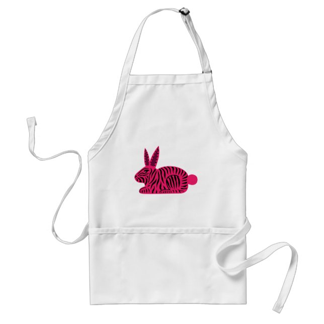 Pink Zebra Rabbit Adult Apron (Front)