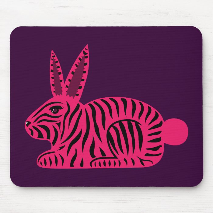 Pink Zebra Rabbit Mousepad