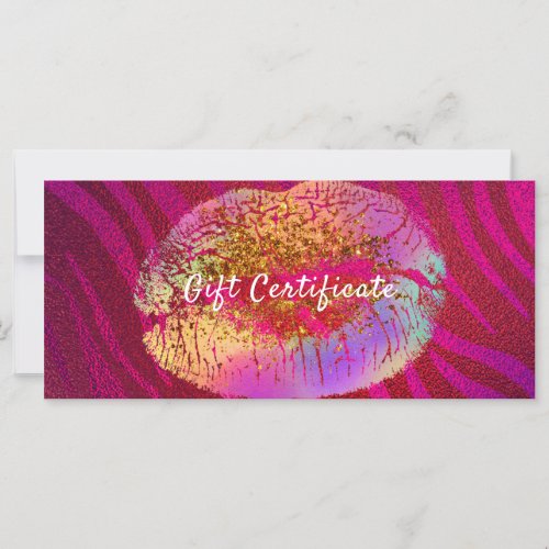 Pink Zebra Rainbow Glitter Lips Gift Certificate