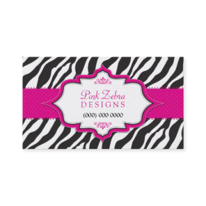 Pink Zebra Ribbon Business Card
