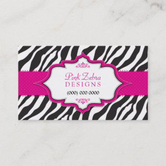 Pink Zebra Ribbon Business Card