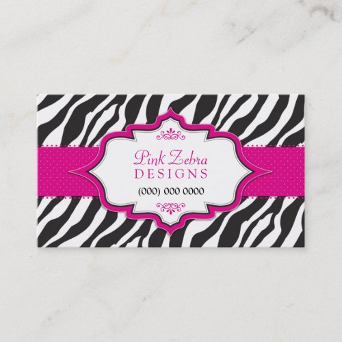 Pink Zebra Ribbon Business Card