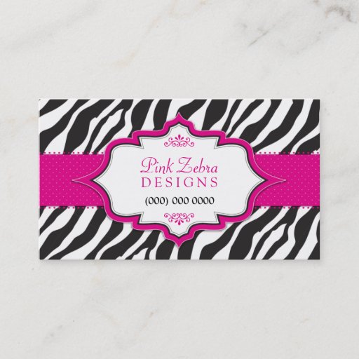 Customizable Pink Zebra Ribbon Business Card