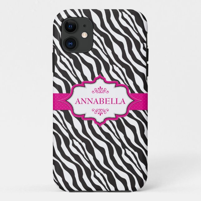 Pink Zebra Ribbon Case-Mate iPhone Case (Back)