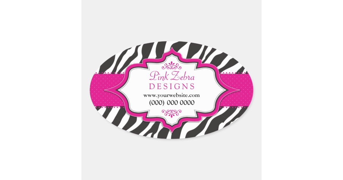 Pink Zebra Rhinestone Logo Pink Zebra Ribbon Promotional Stickers | Zazzle
