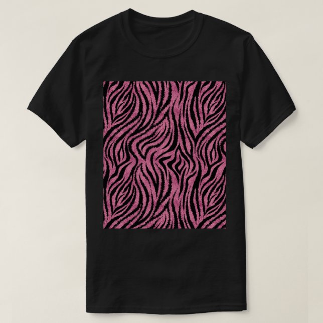 Pink Zebra skin texture glamorous seamless pattern T-Shirt (Design Front)
