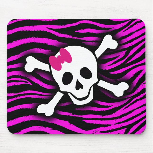 Pink Zebra Skull Mouse Pad (Front)