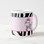Pink Zebra Stripe 20oz Jumbo Coffee Mug W/ Zebra at Zazzle