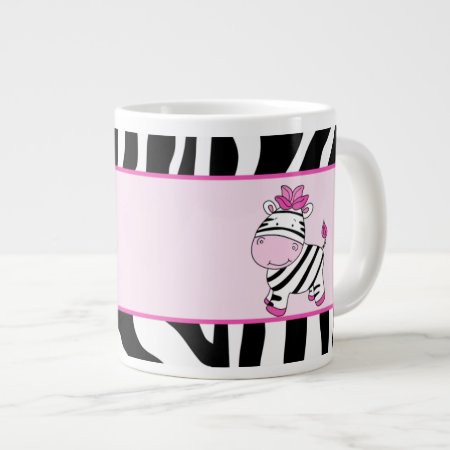 Pink Zebra Stripe 20oz Jumbo Coffee Mug W/ Zebra