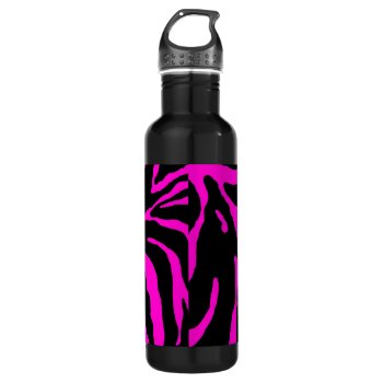 Pink Zebra Stripe Animal Print Water Bottle by Lasting__Impressions at Zazzle