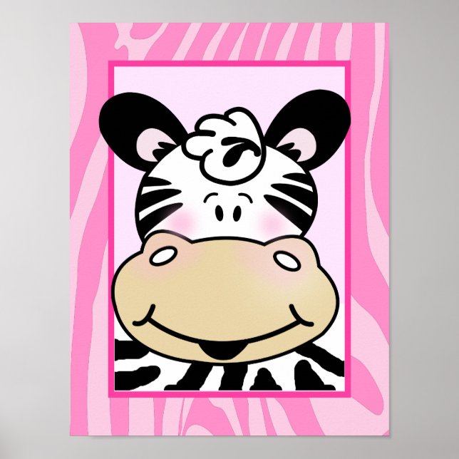 Pink Zebra Stripe Baby Girl Art Print 11 x 14 (Front)