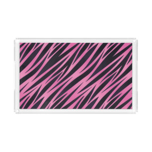 Pink Zebra Stripe Background Acrylic Tray